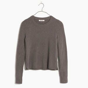Madewell Bookend Ribbed Pullover Grey Sweater